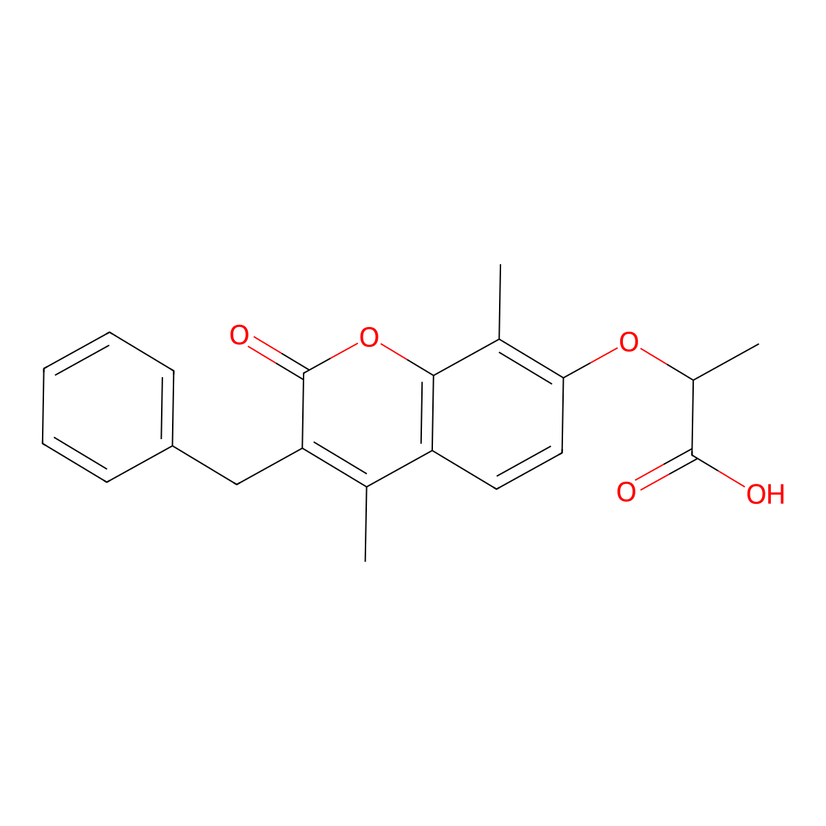 2-((3-benzyl-4,8-dimethyl-2-oxo-2H-chromen-7-yl)oxy)propanoic acid molecular structure, CAS 374711-15-6