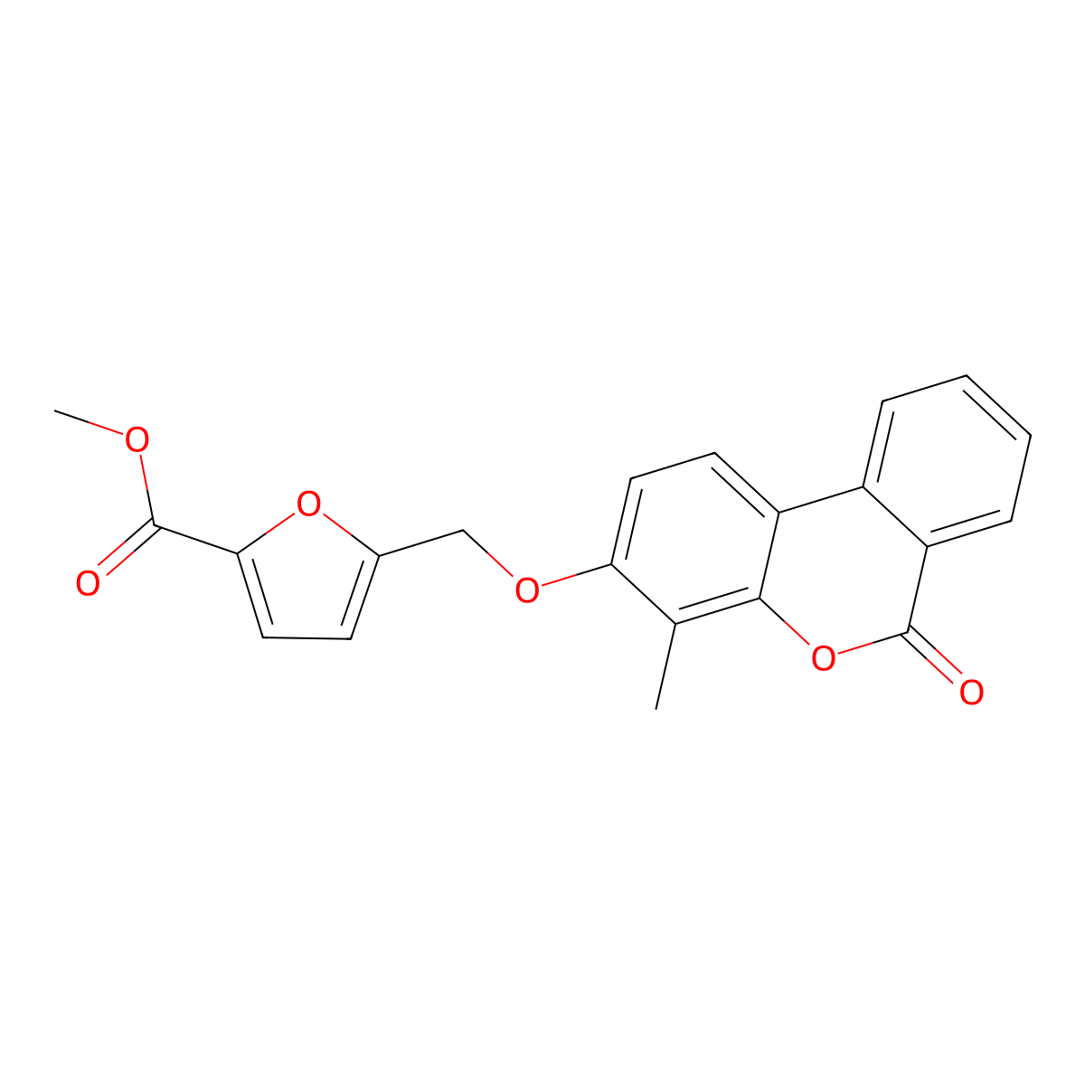 Methyl 5-[(4-methyl-6-oxobenzo[c]chromen-3-yl)oxymethyl]furan-2-carboxylate molecular structure, CAS 374711-68-9