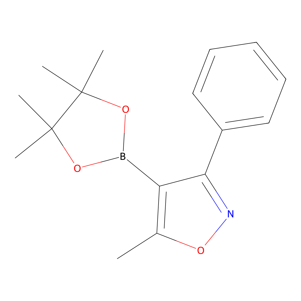 5-Methyl-3-phenyl-4-(4,4,5,5-tetramethyl-1,3,2-dioxaborolan-2-yl)-1,2-oxazole molecular structure, CAS 374715-24-9