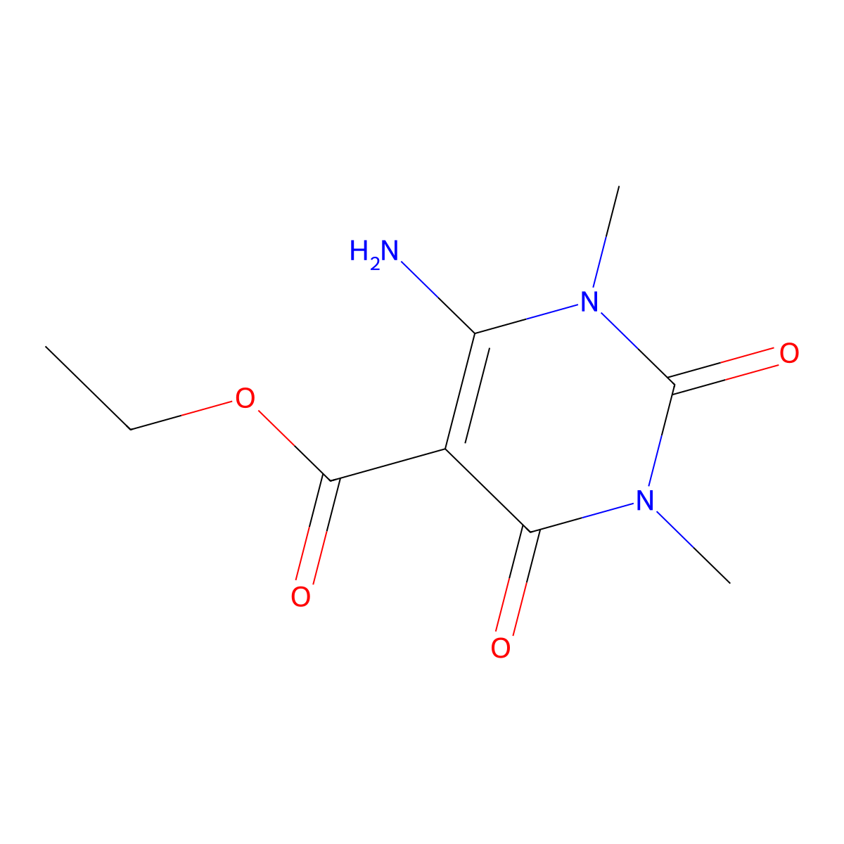 Ethyl 6-amino-1,3-dimethyl-2,4-dioxo-1,2,3,4-tetrahydropyrimidine-5-carboxylate molecular structure, CAS 37472-94-9