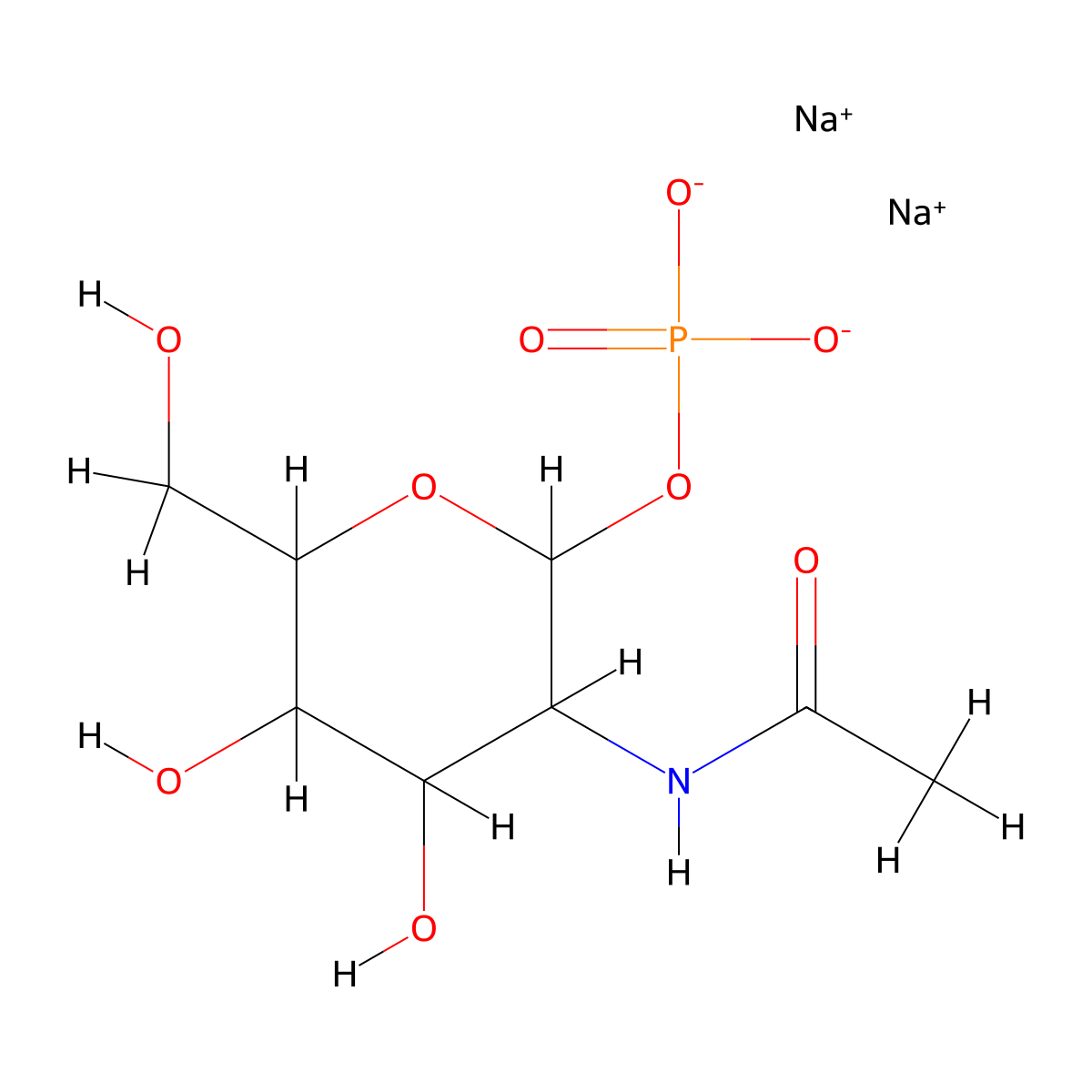 N-Acetyl-alpha-D-glucosamine-1-phosphate disodium salt molecular structure, CAS 374726-40-6