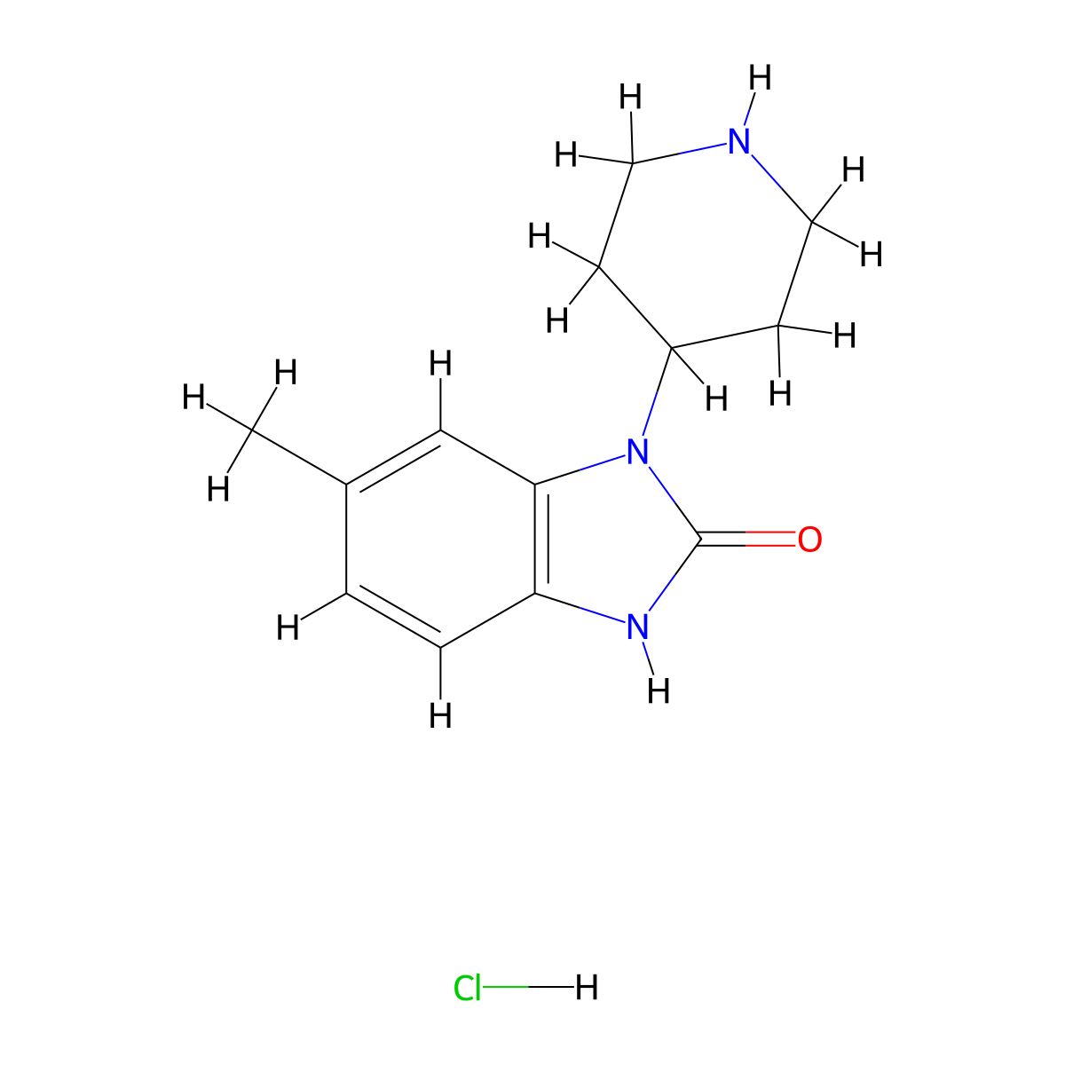 6-methyl-1-(piperidin-4-yl)-2,3-dihydro-1H-1,3-benzodiazol-2-one hydrochloride molecular structure, CAS 374730-72-0