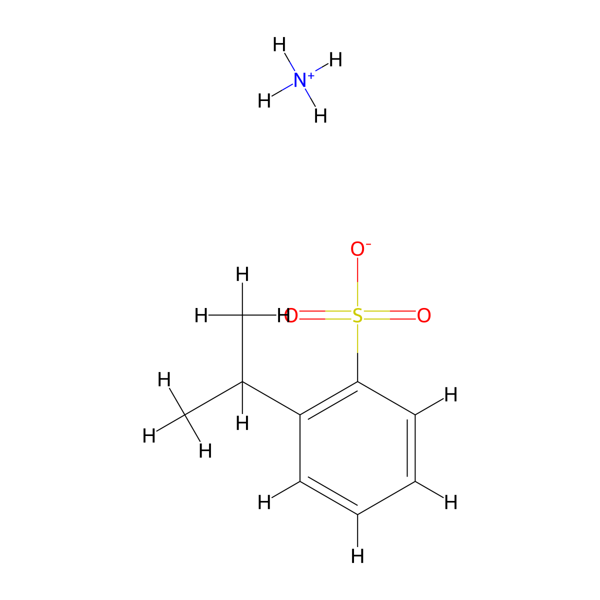 Ammonium cumenesulfonate (mixed isomers) molecular structure, CAS 37475-88-0
