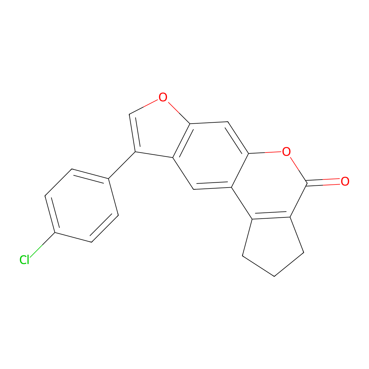 9-(4-chlorophenyl)-2,3-dihydrocyclopenta[c]furo[3,2-g]chromen-4(1H)-one molecular structure, CAS 374757-35-4