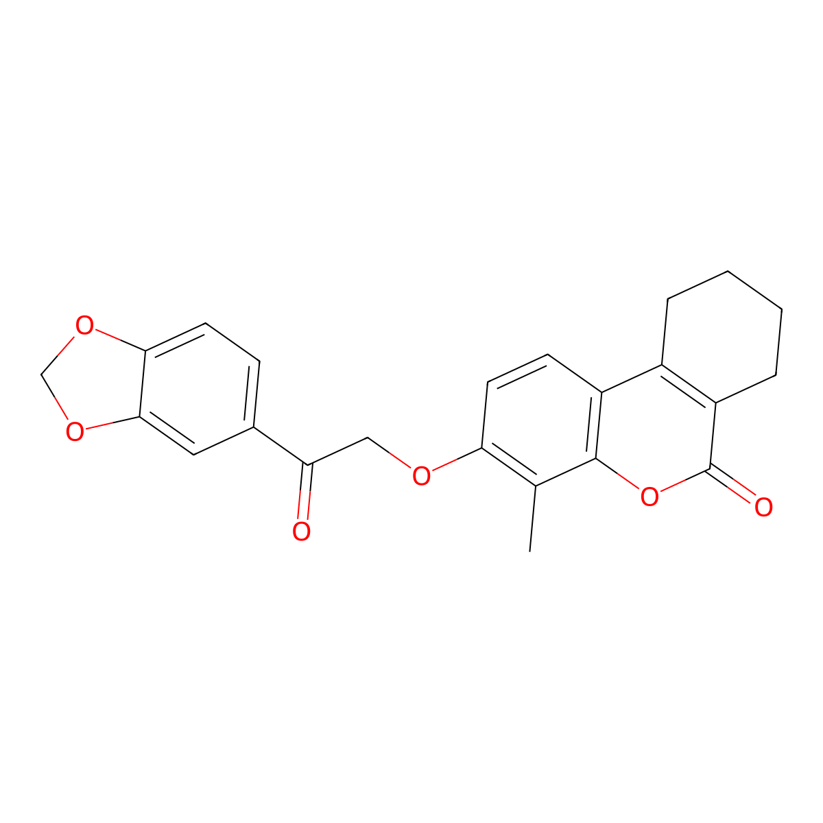 3-[2-(1,3-benzodioxol-5-yl)-2-oxoethoxy]-4-methyl-7,8,9,10-tetrahydro-6H-benzo[c]chromen-6-one molecular structure, CAS 374757-36-5