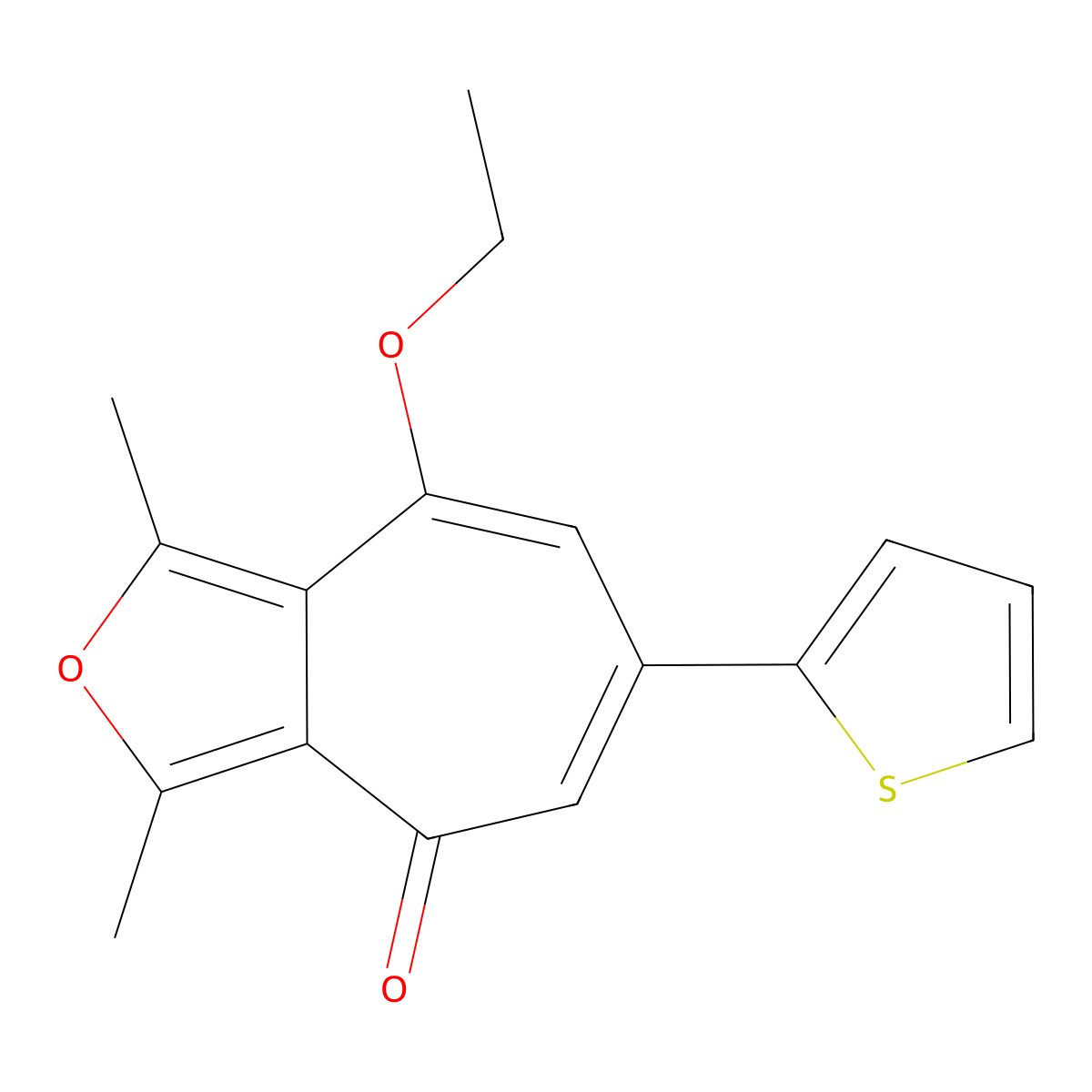 8-Ethoxy-1,3-dimethyl-6-thiophen-2-yl-cyclohepta[c]furan-4-one molecular structure, CAS 374757-42-3
