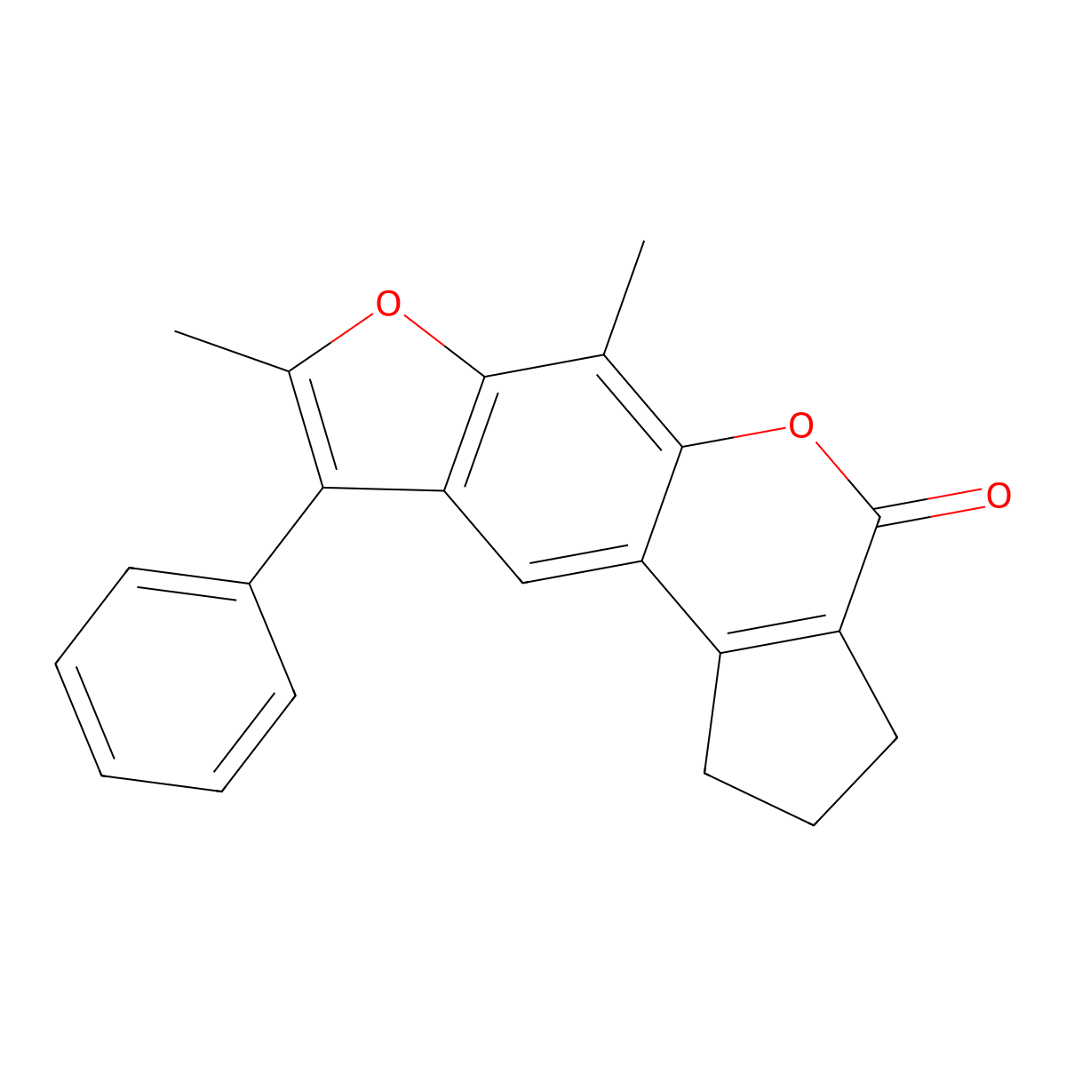 6,8-dimethyl-9-phenyl-2,3-dihydrocyclopenta[c]furo[3,2-g]chromen-4(1H)-one molecular structure, CAS 374757-96-7