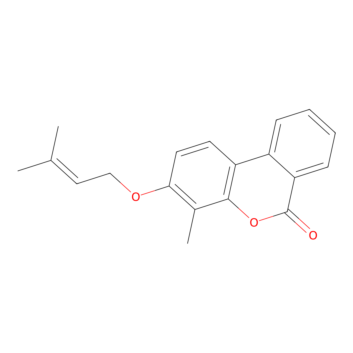 4-Methyl-3-((3-methyl-2-butenyl)oxy)-6H-benzo(C)chromen-6-one molecular structure, CAS 374758-53-9