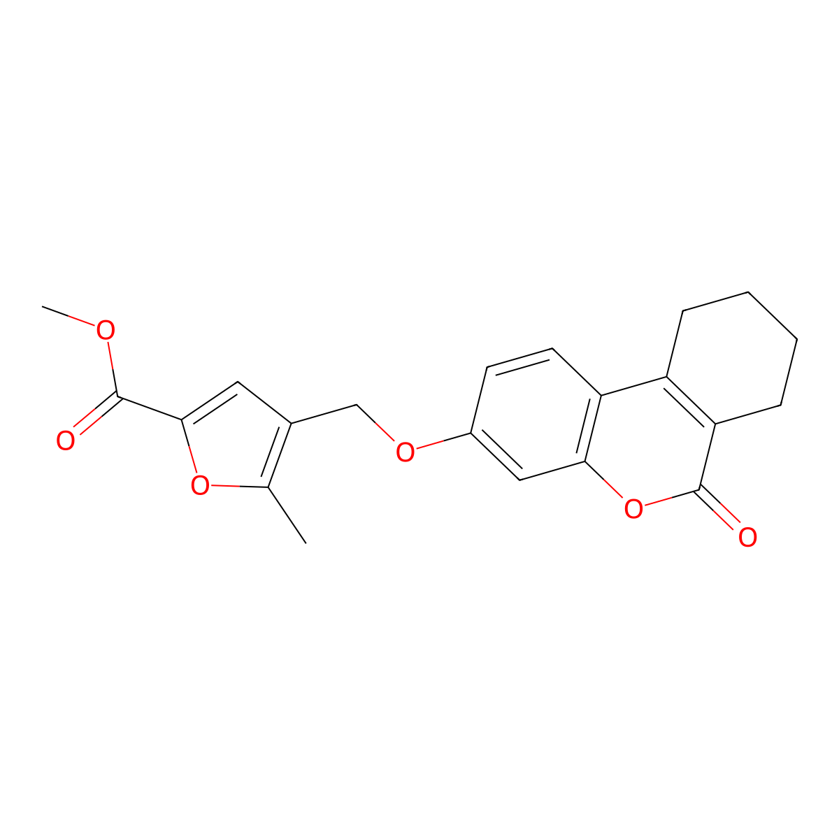 Methyl 5-methyl-4-[(6-oxo-7,8,9,10-tetrahydrobenzo[c]chromen-3-yl)oxymethyl]furan-2-carboxylate molecular structure, CAS 374758-55-1