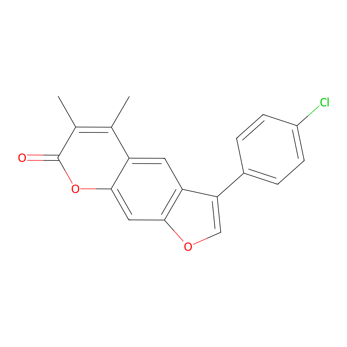 3-(4-chlorophenyl)-5,6-dimethyl-7H-furo[3,2-g]chromen-7-one molecular structure, CAS 374758-56-2