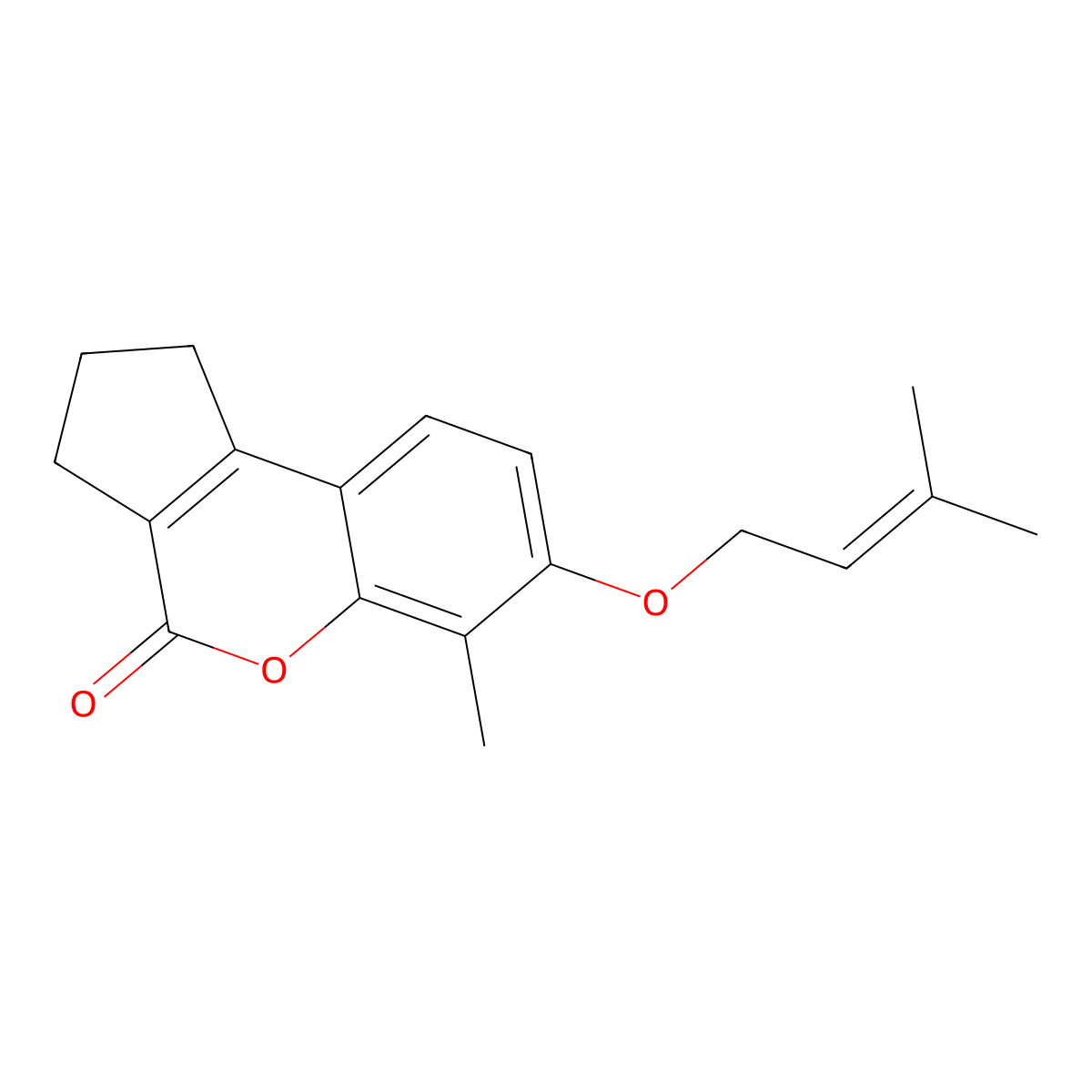 6-Methyl-7-((3-methyl-2-butenyl)oxy)-2,3-dihydrocyclopenta(C)chromen-4(1H)-one molecular structure, CAS 374758-76-6