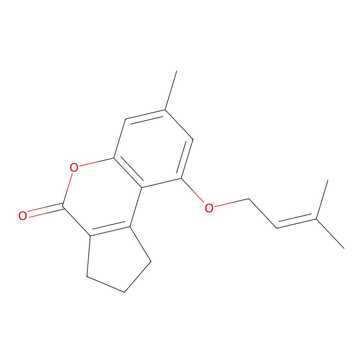 7-Methyl-9-((3-methyl-2-butenyl)oxy)-2,3-dihydrocyclopenta(C)chromen-4(1H)-one molecular structure, CAS 374758-78-8
