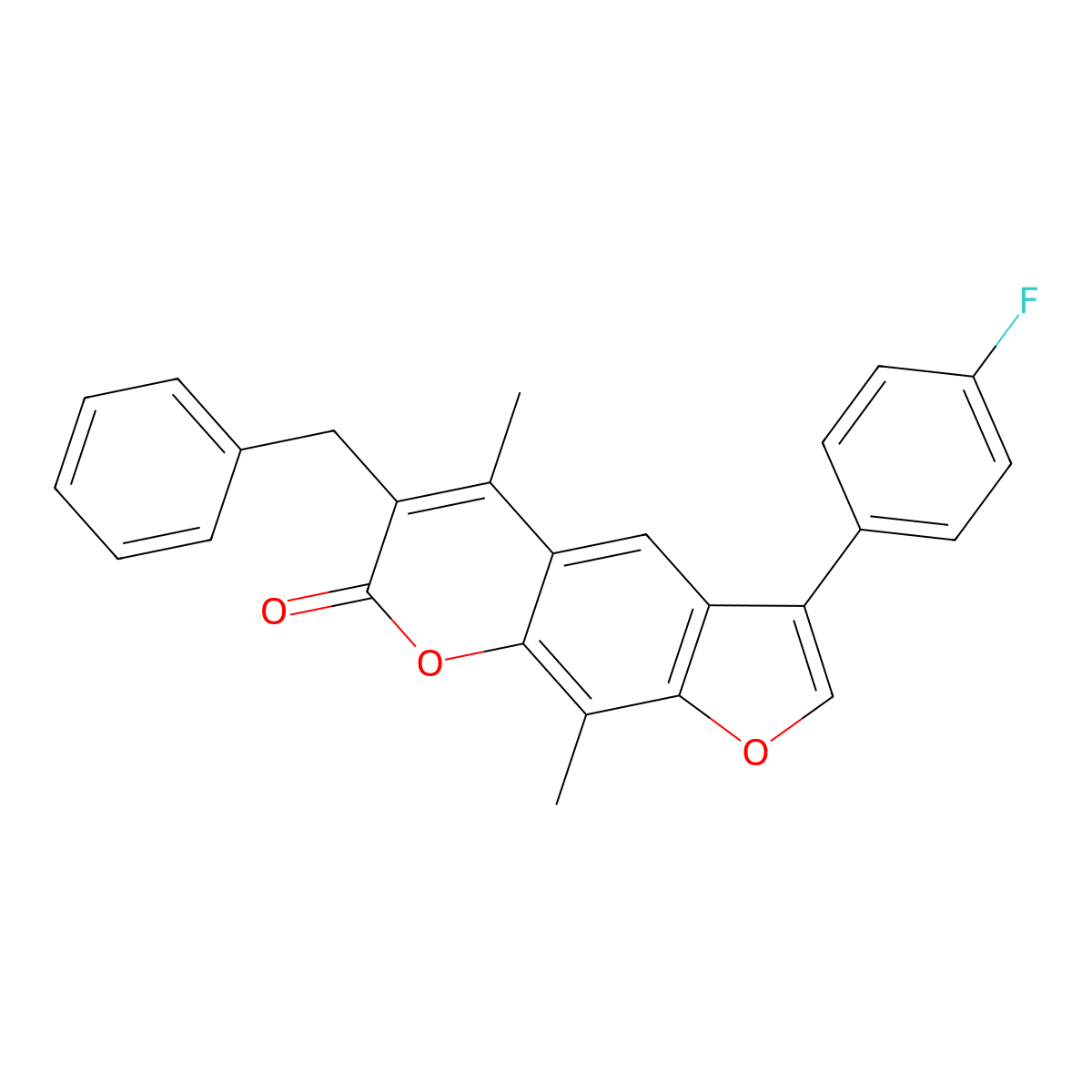 6-benzyl-3-(4-fluorophenyl)-5,9-dimethyl-7H-furo[3,2-g]chromen-7-one molecular structure, CAS 374759-22-5