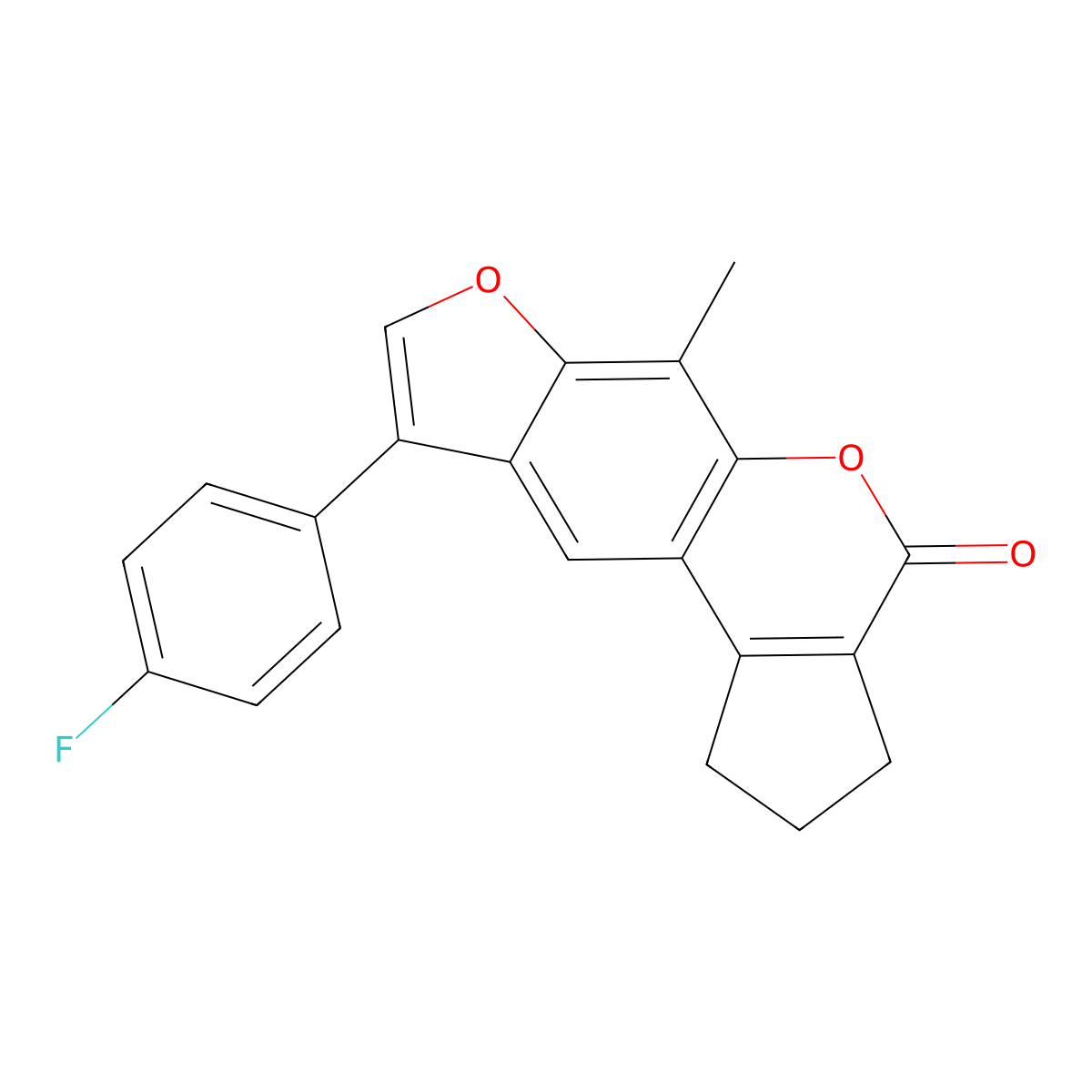 9-(4-fluorophenyl)-6-methyl-2,3-dihydrocyclopenta[c]furo[3,2-g]chromen-4(1H)-one molecular structure, CAS 374759-42-9