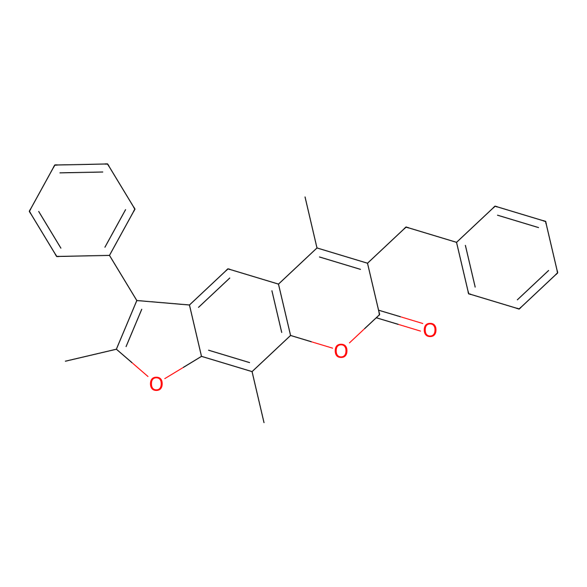 6-benzyl-2,5,9-trimethyl-3-phenyl-7H-furo[3,2-g]chromen-7-one molecular structure, CAS 374759-68-9