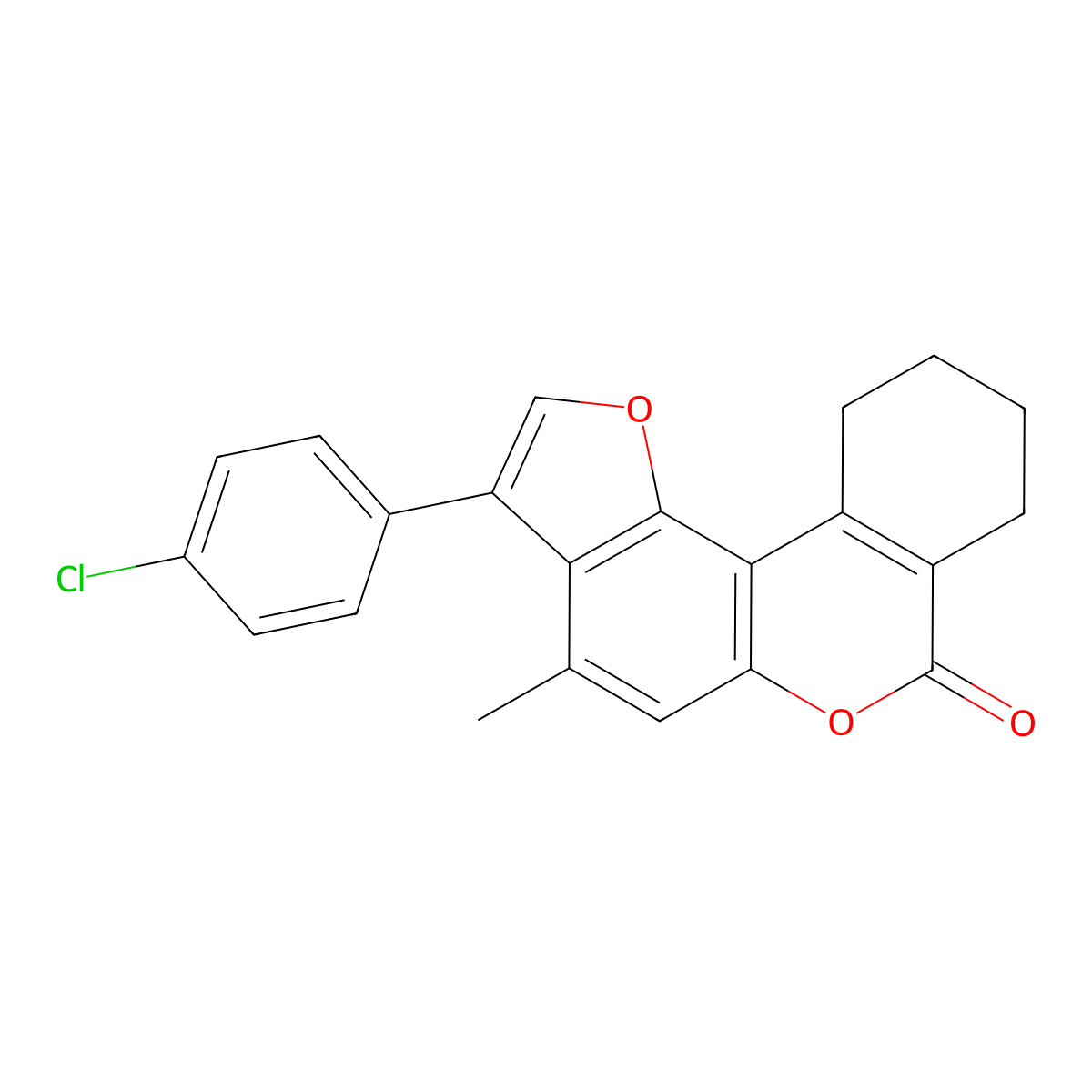 3-(4-chlorophenyl)-4-methyl-8,9,10,11-tetrahydro-7H-benzo[c]furo[2,3-f]chromen-7-one molecular structure, CAS 374760-05-1