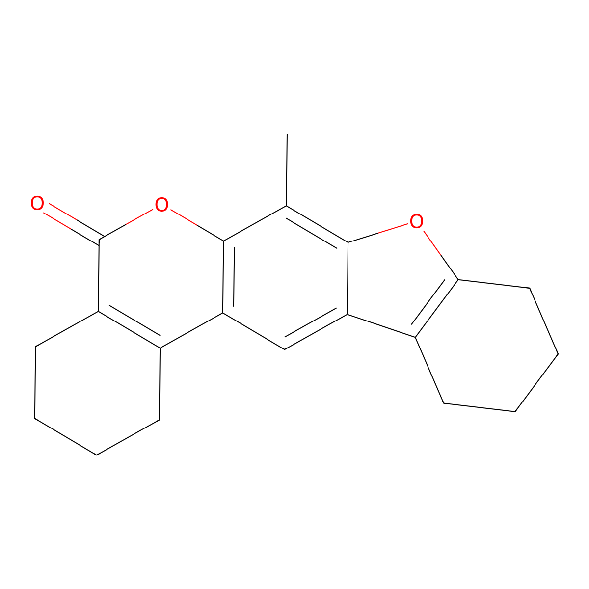 7-methyl-1,2,3,4,9,10,11,12-octahydro-5H-benzo[c][1]benzofuro[3,2-g]chromen-5-one molecular structure, CAS 374760-06-2