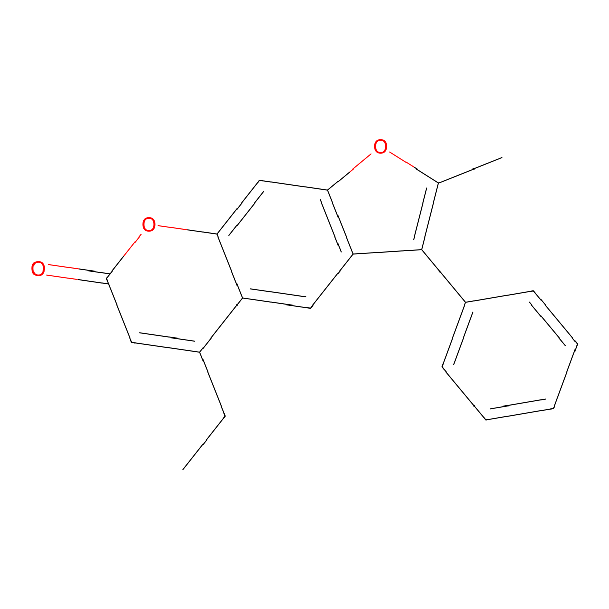 5-ethyl-2-methyl-3-phenyl-7H-furo[3,2-g]chromen-7-one molecular structure, CAS 374760-07-3