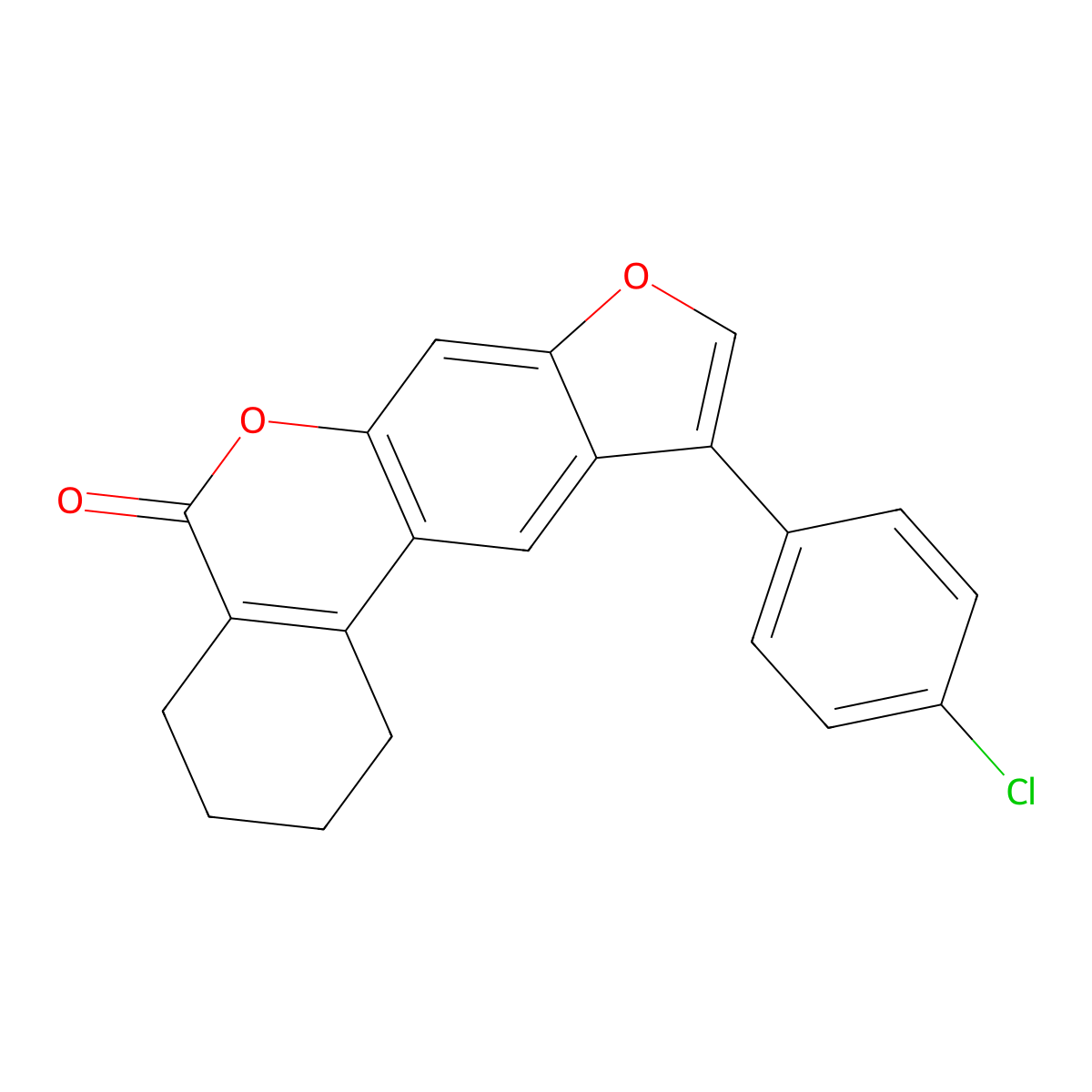 10-(4-chlorophenyl)-1,2,3,4-tetrahydro-5H-benzo[c]furo[3,2-g]chromen-5-one molecular structure, CAS 374760-08-4
