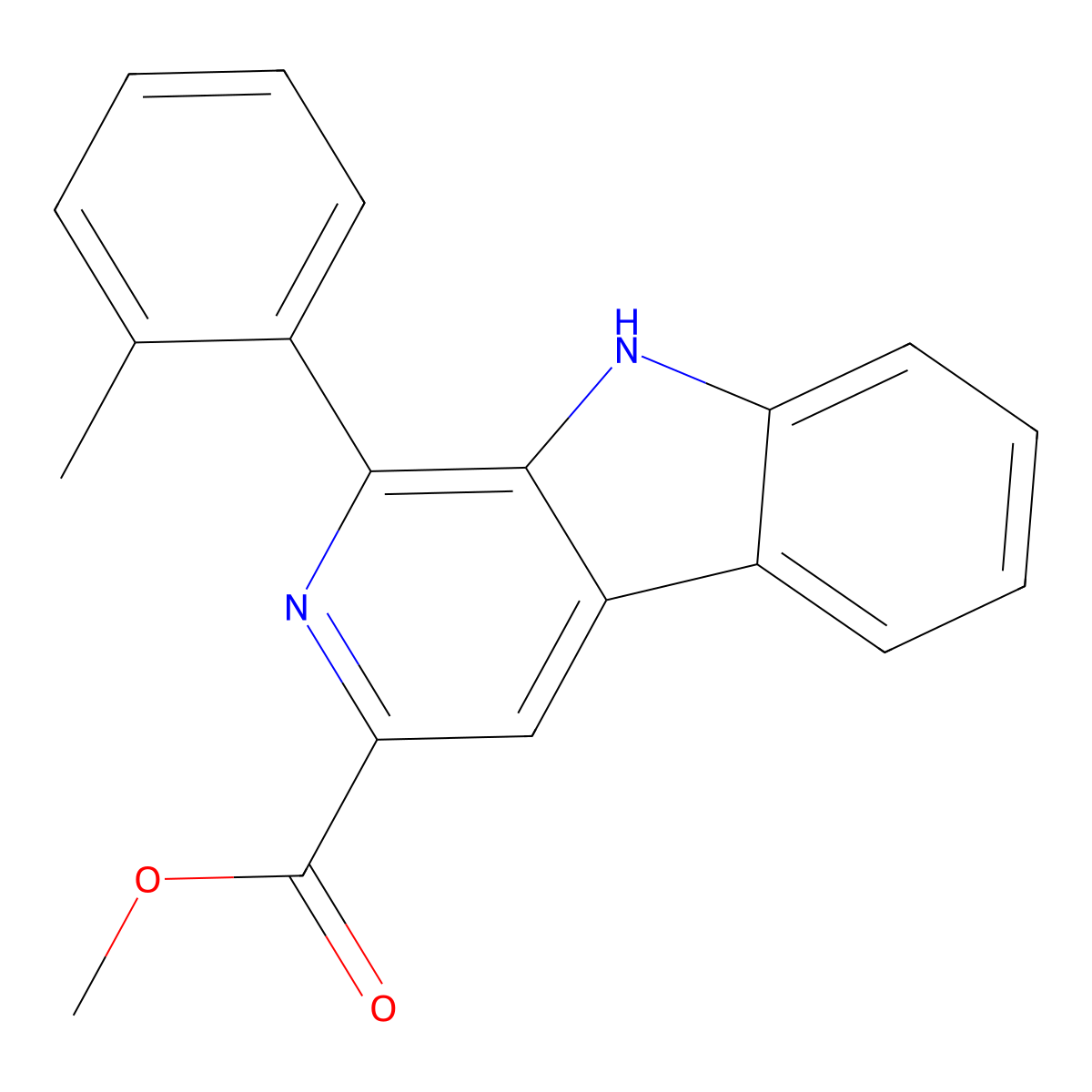 methyl 1-(2-methylphenyl)-9H-beta-carboline-3-carboxylate molecular structure, CAS 374760-32-4