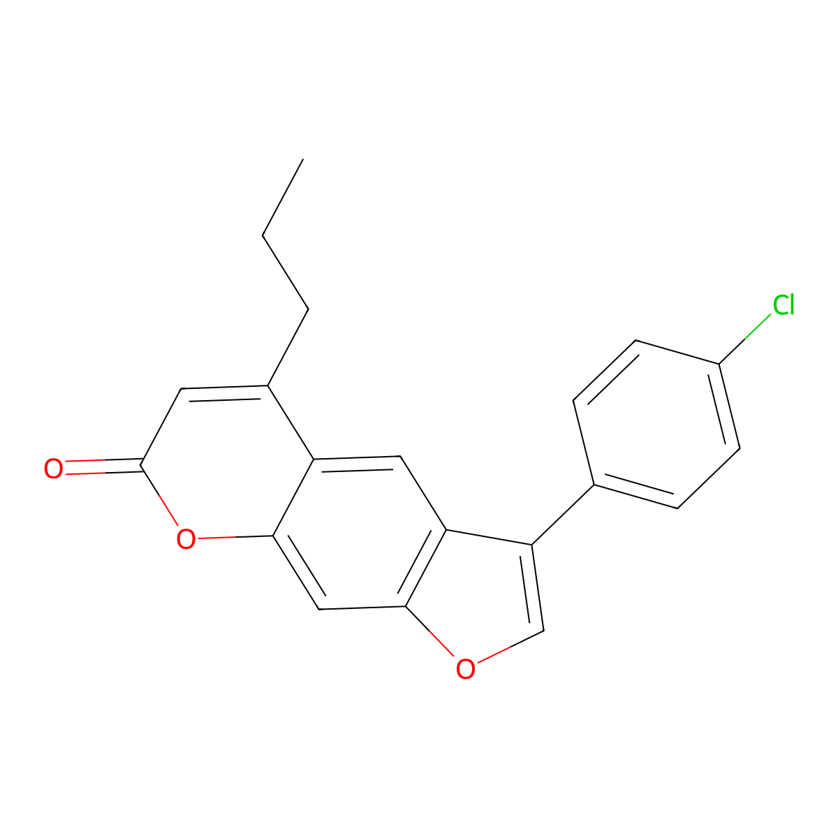 3-(4-chlorophenyl)-5-propyl-7H-furo[3,2-g]chromen-7-one molecular structure, CAS 374760-90-4