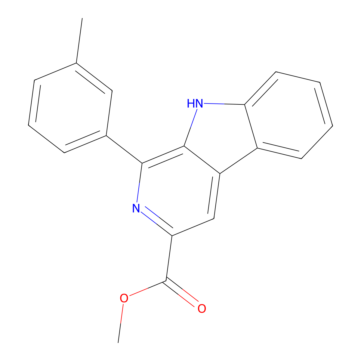 methyl 1-(3-methylphenyl)-9H-pyrido[3,4-b]indole-3-carboxylate molecular structure, CAS 374761-12-3
