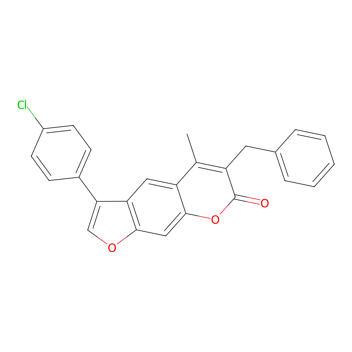 6-benzyl-3-(4-chlorophenyl)-5-methyl-7H-furo[3,2-g]chromen-7-one molecular structure, CAS 374761-22-5