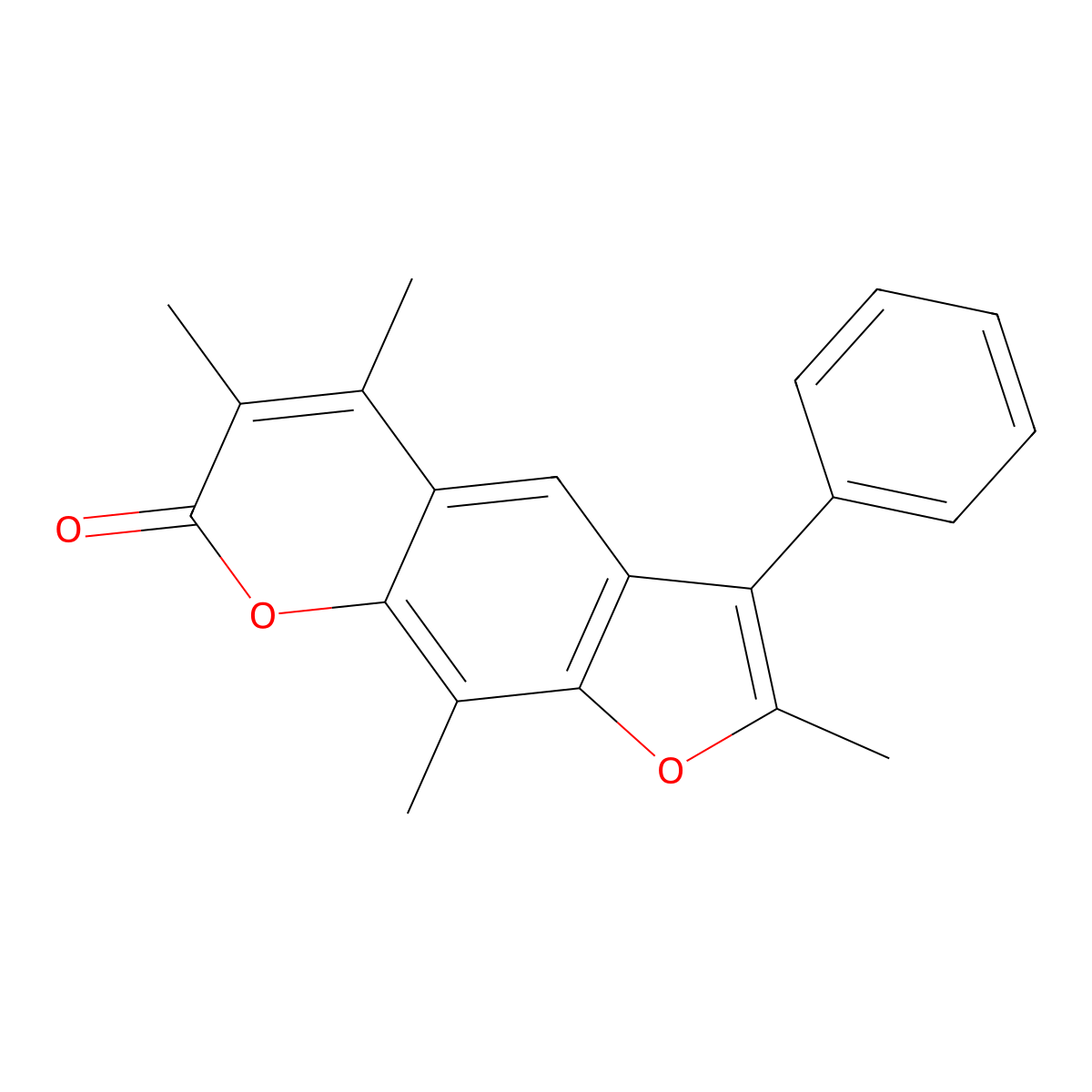 2,5,6,9-tetramethyl-3-phenyl-7H-furo[3,2-g]chromen-7-one molecular structure, CAS 374761-30-5