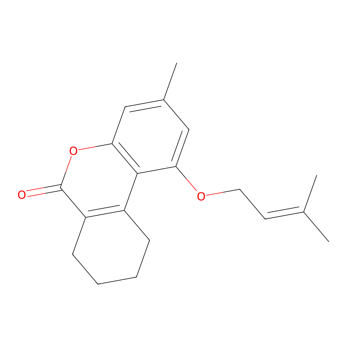3-methyl-1-[(3-methylbut-2-enyl)oxy]-7,8,9,10-tetrahydro-6H-benzo[c]chromen-6-one molecular structure, CAS 374761-40-7