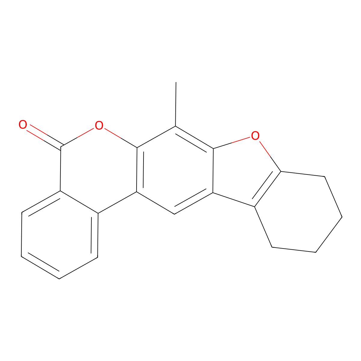 7-methyl-9,10,11,12-tetrahydro-5H-benzo[c][1]benzofuro[3,2-g]chromen-5-one molecular structure, CAS 374761-54-3