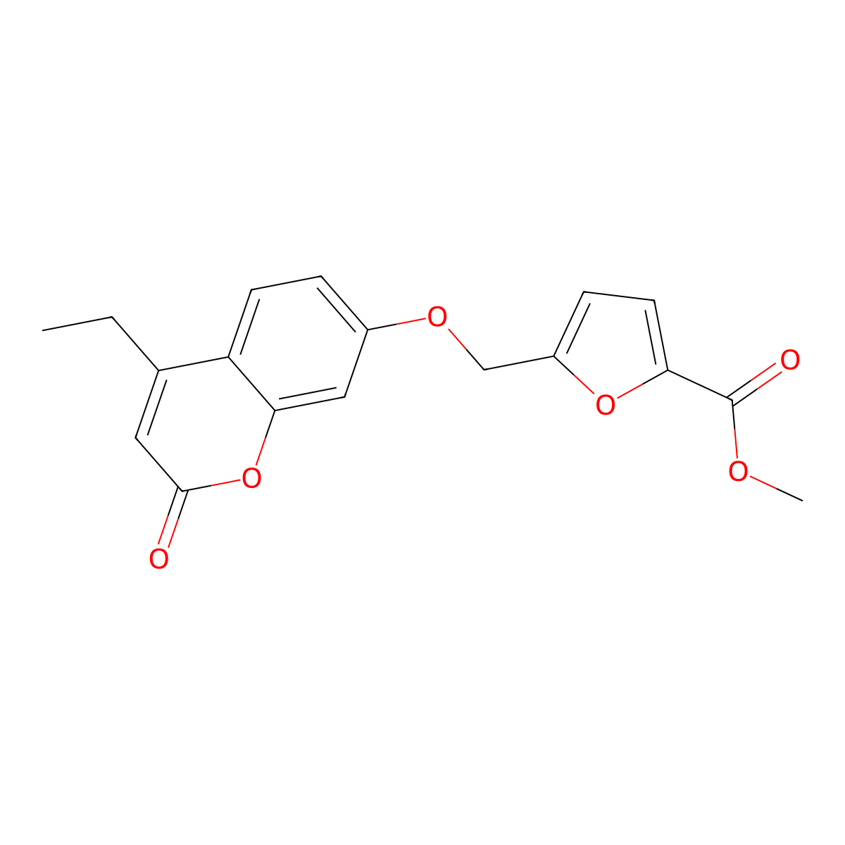methyl 5-(((4-ethyl-2-oxo-2H-chromen-7-yl)oxy)methyl)furan-2-carboxylate molecular structure, CAS 374761-75-8