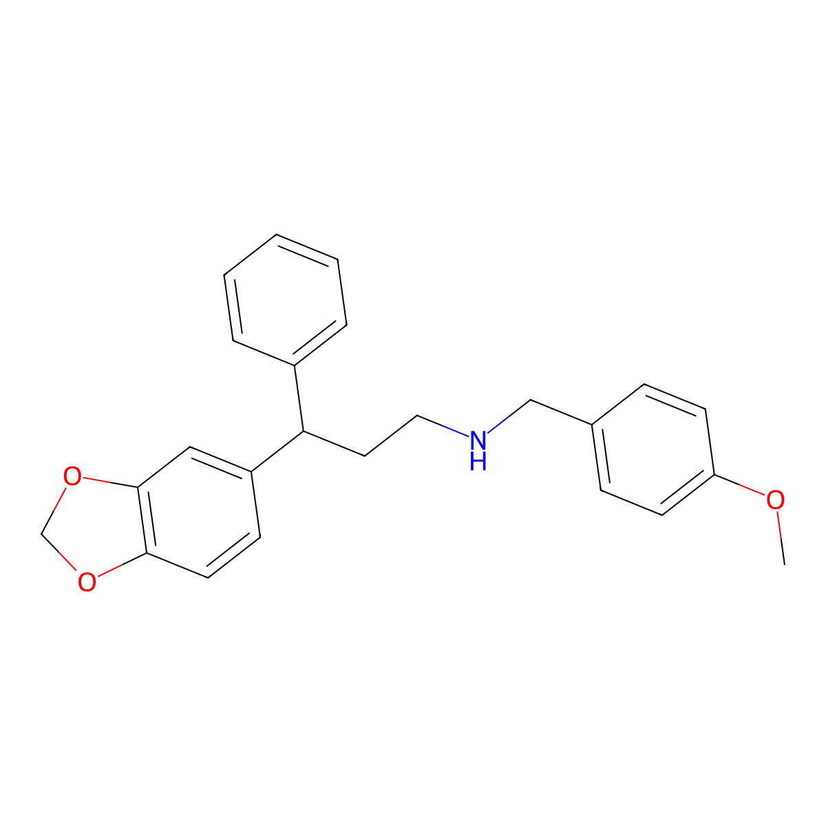 3-(1,3-benzodioxol-5-yl)-N-(4-methoxybenzyl)-3-phenylpropan-1-amine molecular structure, CAS 374761-82-7