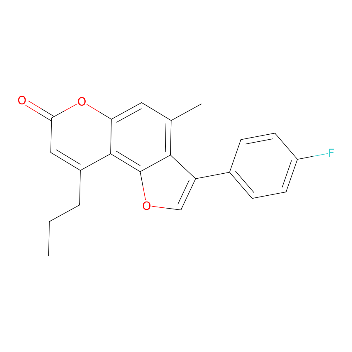 3-(4-fluorophenyl)-4-methyl-9-propyl-7H-furo[2,3-f]chromen-7-one molecular structure, CAS 374761-90-7