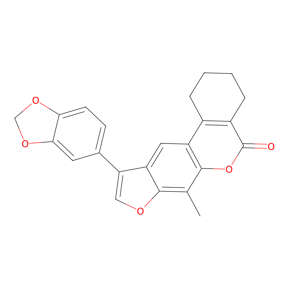 10-(1,3-benzodioxol-5-yl)-7-methyl-1,2,3,4-tetrahydro-5H-benzo[c]furo[3,2-g]chromen-5-one molecular structure, CAS 374762-04-6