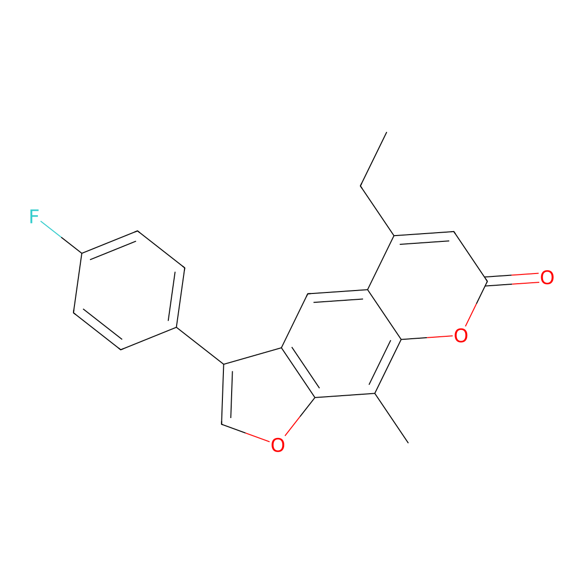 5-ethyl-3-(4-fluorophenyl)-9-methyl-7H-furo[3,2-g]chromen-7-one molecular structure, CAS 374762-11-5