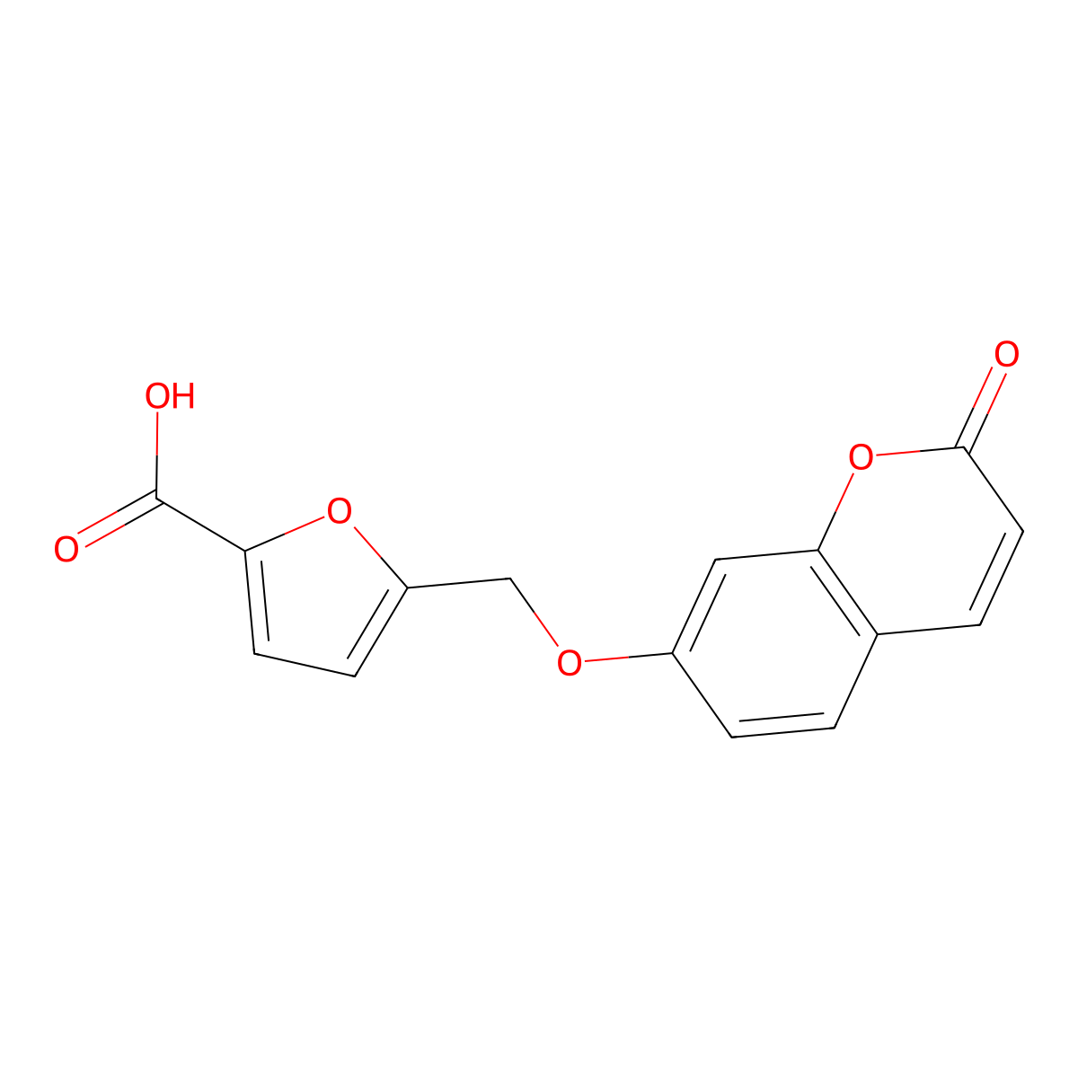 5-(((2-oxo-2H-chromen-7-yl)oxy)methyl)furan-2-carboxylic acid molecular structure, CAS 374762-23-9