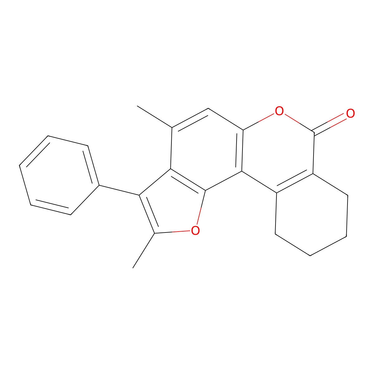 2,4-dimethyl-3-phenyl-8,9,10,11-tetrahydro-7H-benzo[c]furo[2,3-f]chromen-7-one molecular structure, CAS 374762-41-1