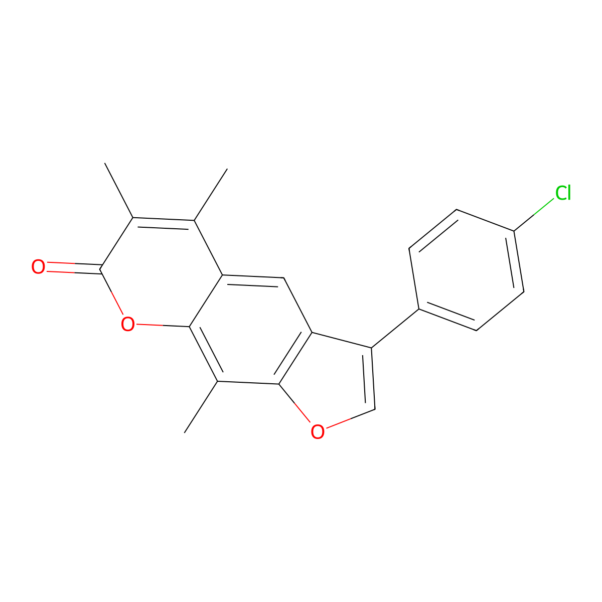 3-(4-chlorophenyl)-5,6,9-trimethyl-7H-furo[3,2-g]chromen-7-one molecular structure, CAS 374762-43-3