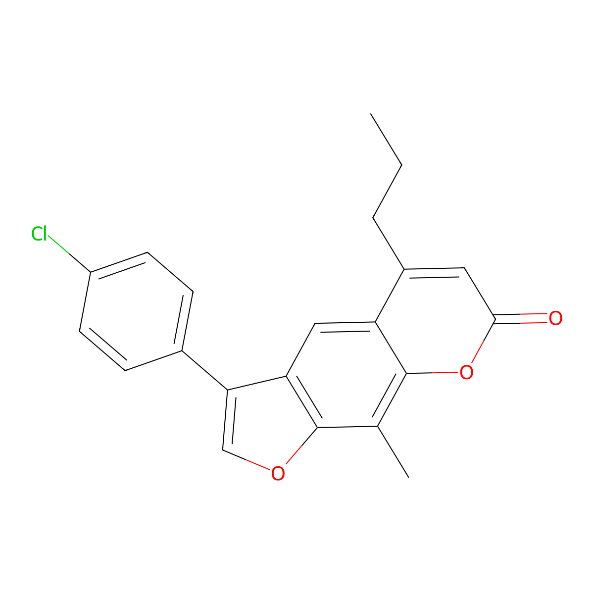 3-(4-chlorophenyl)-9-methyl-5-propyl-7H-furo[3,2-g]chromen-7-one molecular structure, CAS 374762-75-1