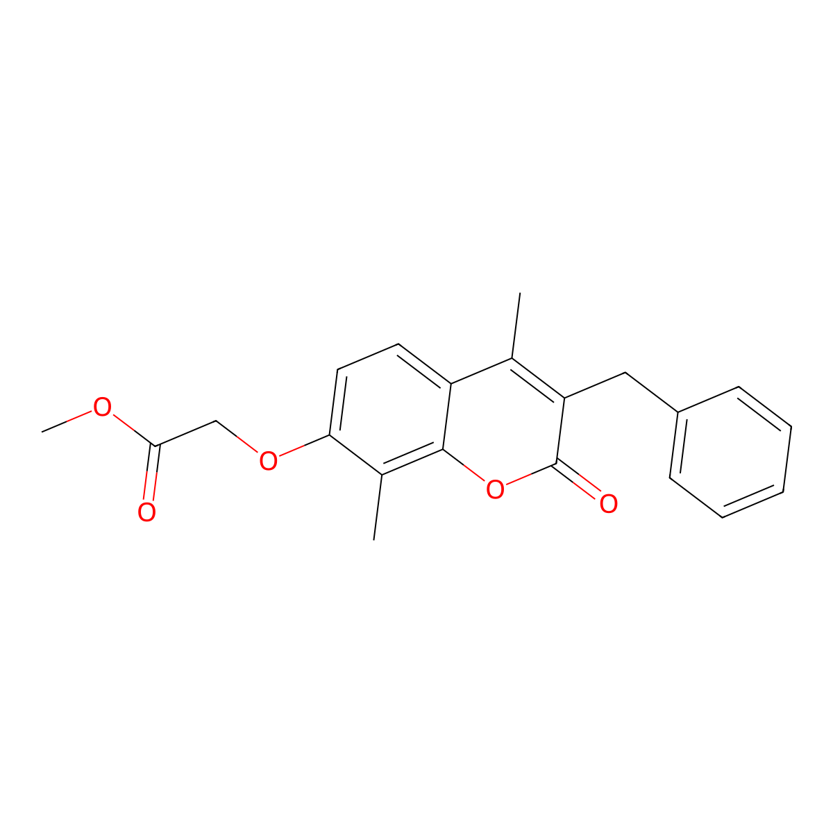 Methyl 2-(3-benzyl-4,8-dimethyl-2-oxochromen-7-yl)oxyacetate molecular structure, CAS 374763-11-8