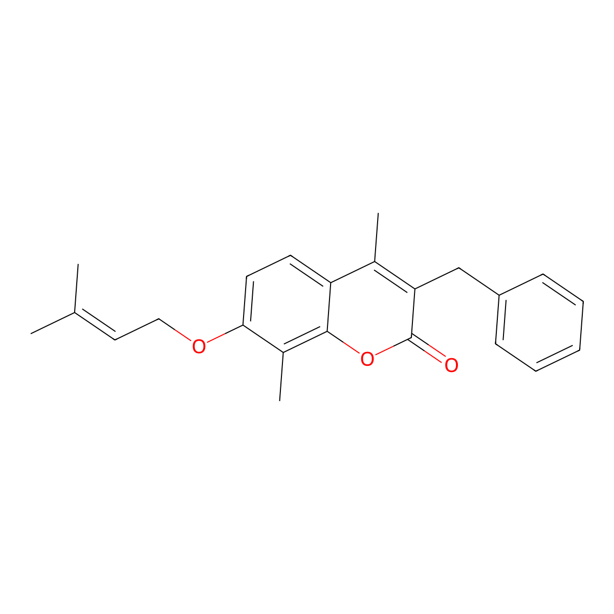 3-benzyl-4,8-dimethyl-7-[(3-methyl-2-butenyl)oxy]-2H-chromen-2-one molecular structure, CAS 374763-33-4