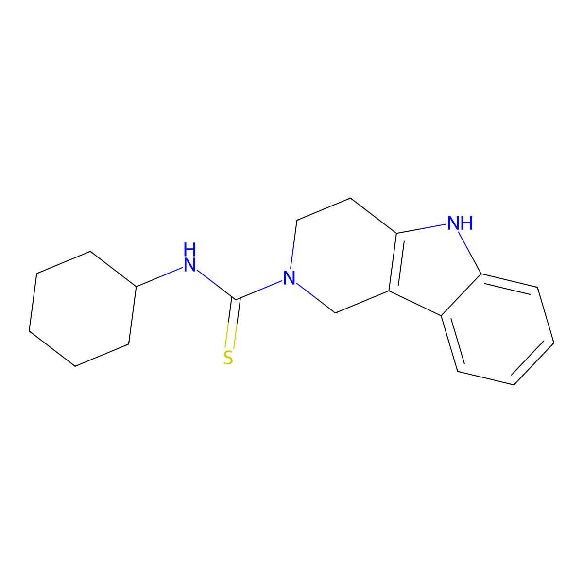 N-cyclohexyl-1,3,4,5-tetrahydropyrido[4,3-b]indole-2-carbothioamide molecular structure, CAS 374763-60-7