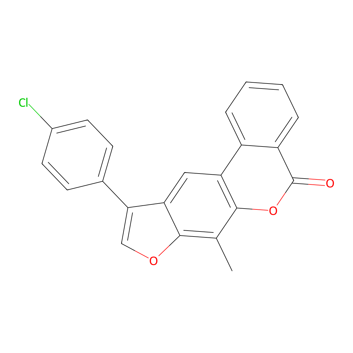 10-(4-chlorophenyl)-7-methyl-5H-benzo[c]furo[3,2-g]chromen-5-one molecular structure, CAS 374763-84-5
