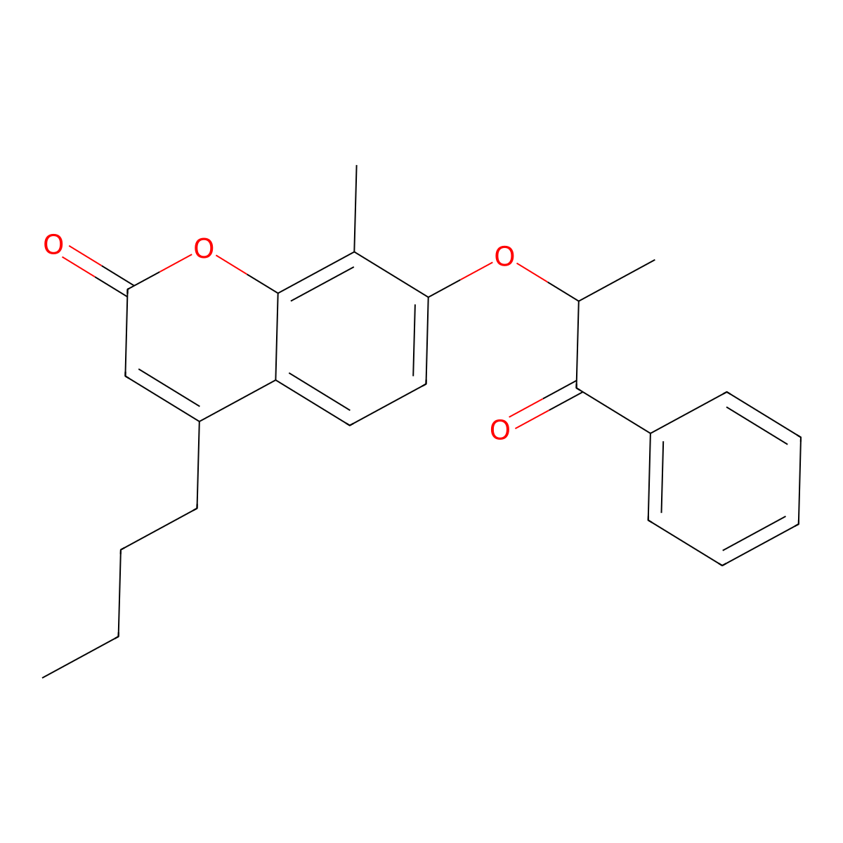 4-butyl-8-methyl-7-(1-methyl-2-oxo-2-phenylethoxy)-2H-chromen-2-one molecular structure, CAS 374763-85-6