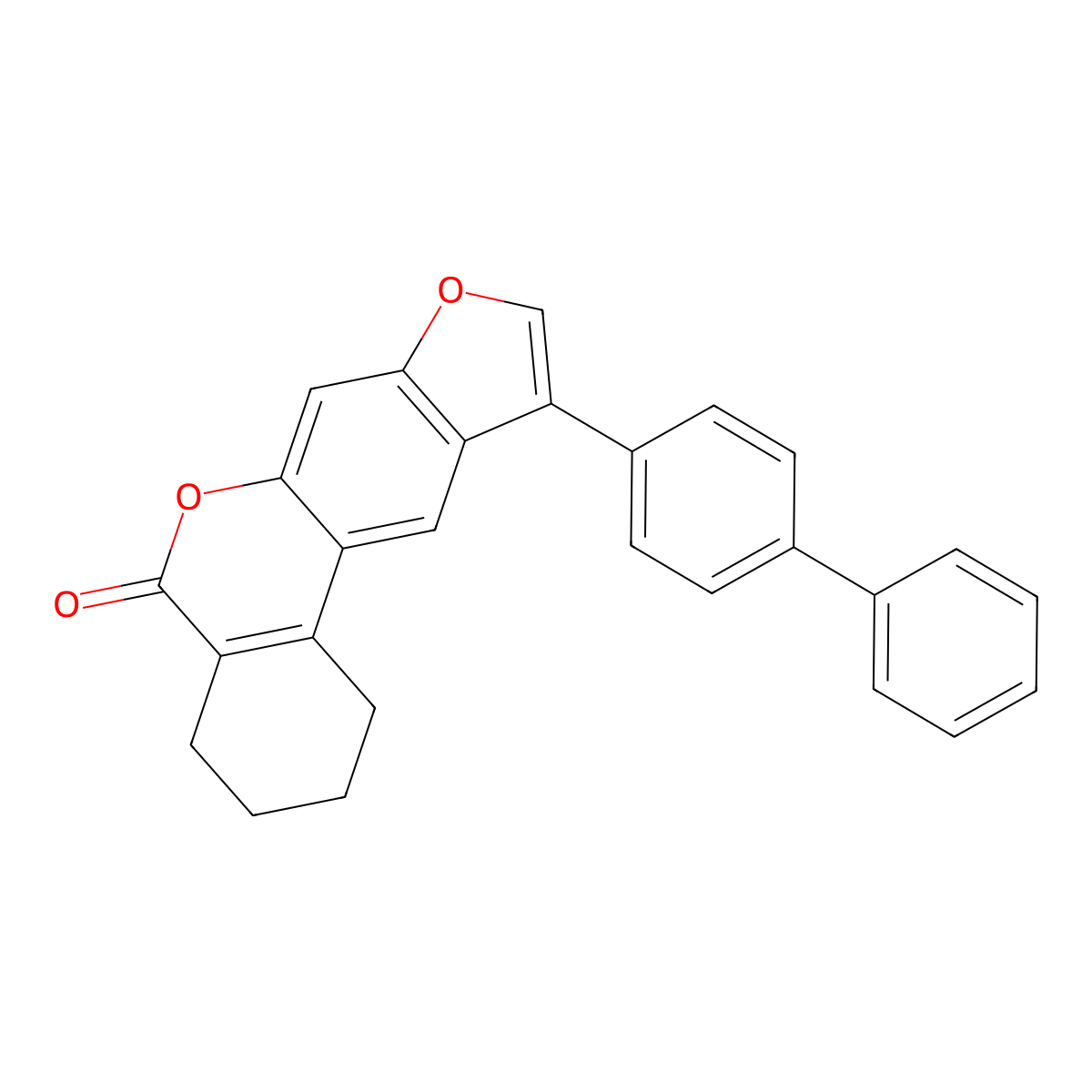 10-(biphenyl-4-yl)-1,2,3,4-tetrahydro-5H-benzo[c]furo[3,2-g]chromen-5-one molecular structure, CAS 374763-92-5