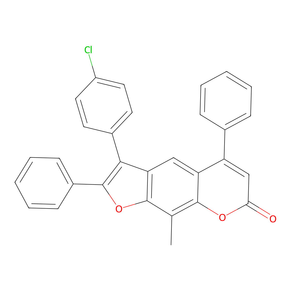 3-(4-chlorophenyl)-9-methyl-2,5-diphenyl-7H-furo[3,2-g]chromen-7-one molecular structure, CAS 374763-96-9