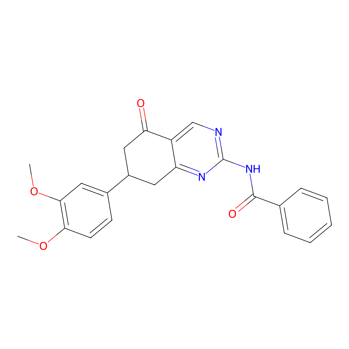 N-[7-(3,4-dimethoxyphenyl)-5-oxo-7,8-dihydro-6H-quinazolin-2-yl]benzamide molecular structure, CAS 374764-18-8