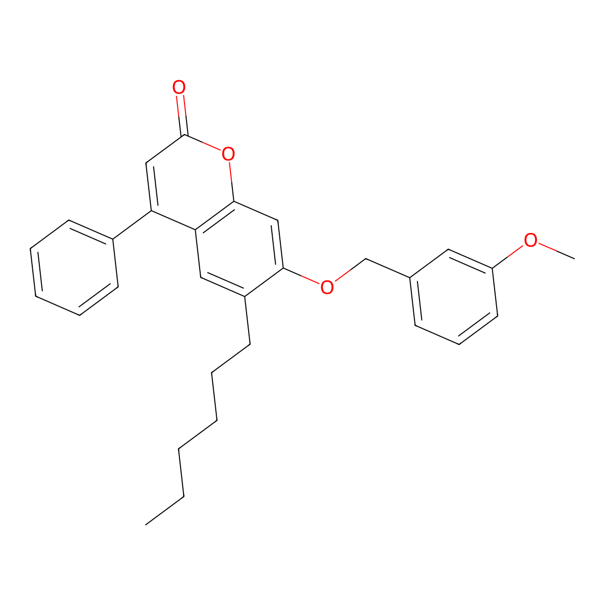 6-hexyl-7-[(3-methoxybenzyl)oxy]-4-phenyl-2H-chromen-2-one molecular structure, CAS 374764-29-1