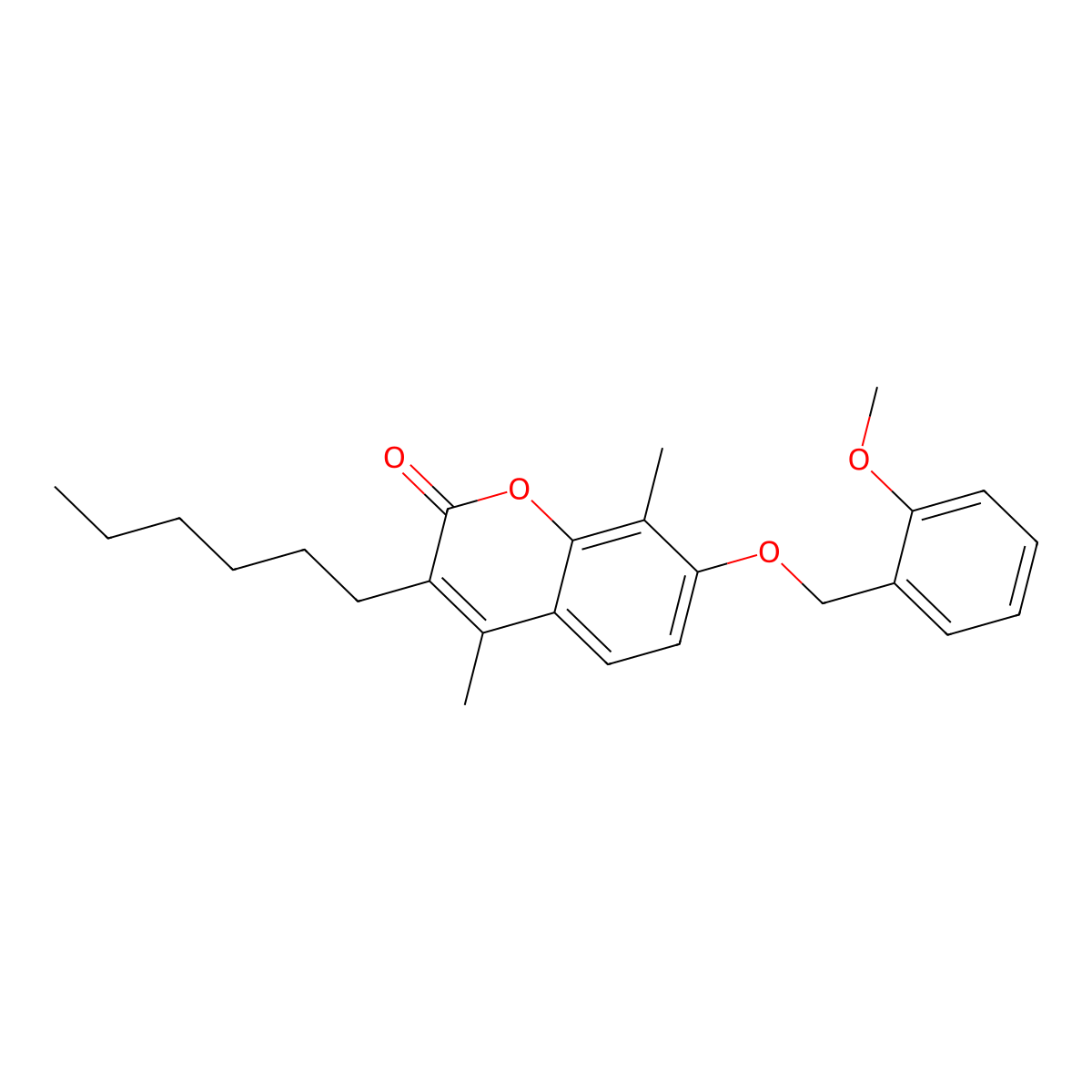 3-hexyl-7-[(2-methoxybenzyl)oxy]-4,8-dimethyl-2H-chromen-2-one molecular structure, CAS 374764-39-3