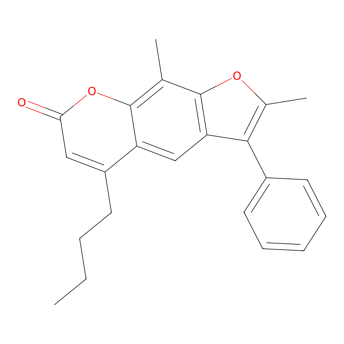5-butyl-2,9-dimethyl-3-phenyl-7H-furo[3,2-g]chromen-7-one molecular structure, CAS 374764-47-3
